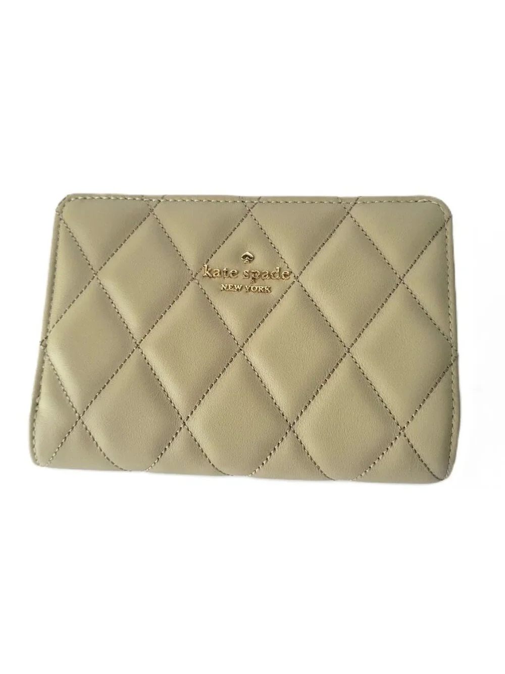 Kate Spade KN755 Smooth Quilted Leather Medium Bifold Wallet Elm